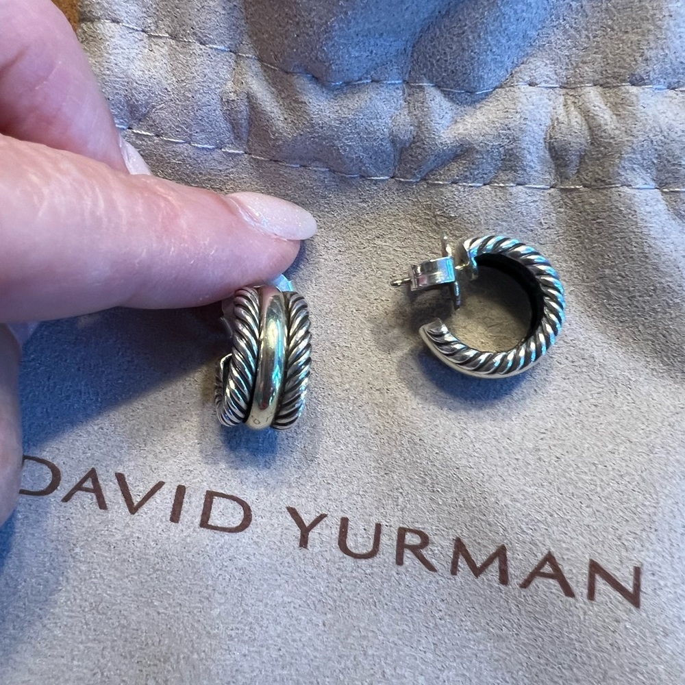 David Yurman gold and silver huggie earrings